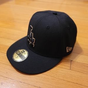 New Era All Black Fitted LA Baseball Cap